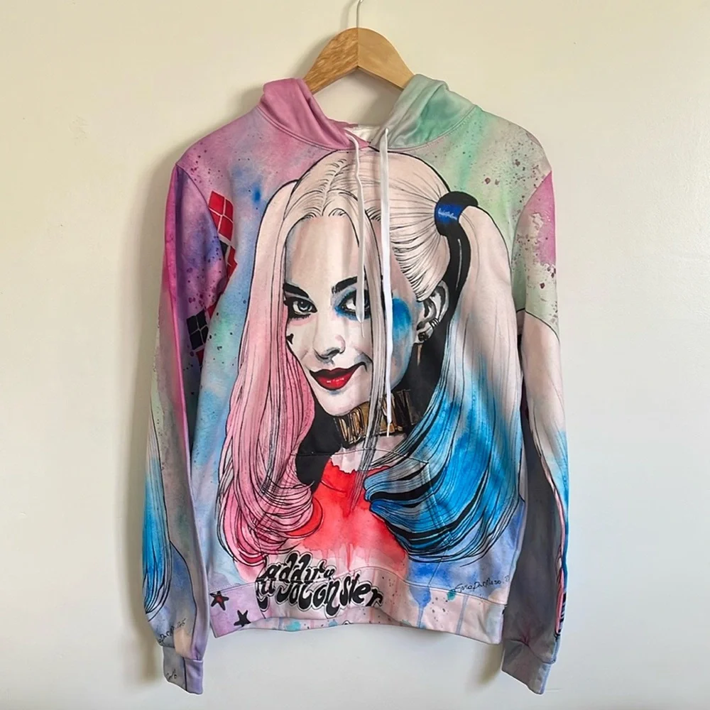 Suicide Squad's Harley Quinn 3D Printed Artwork Unisex Hooded Pullover Sweater